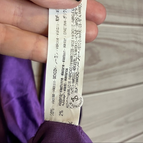 Zara Gathered Satin Mini Long Sleeve Mini Dress in Purple - Picture 13 of 14